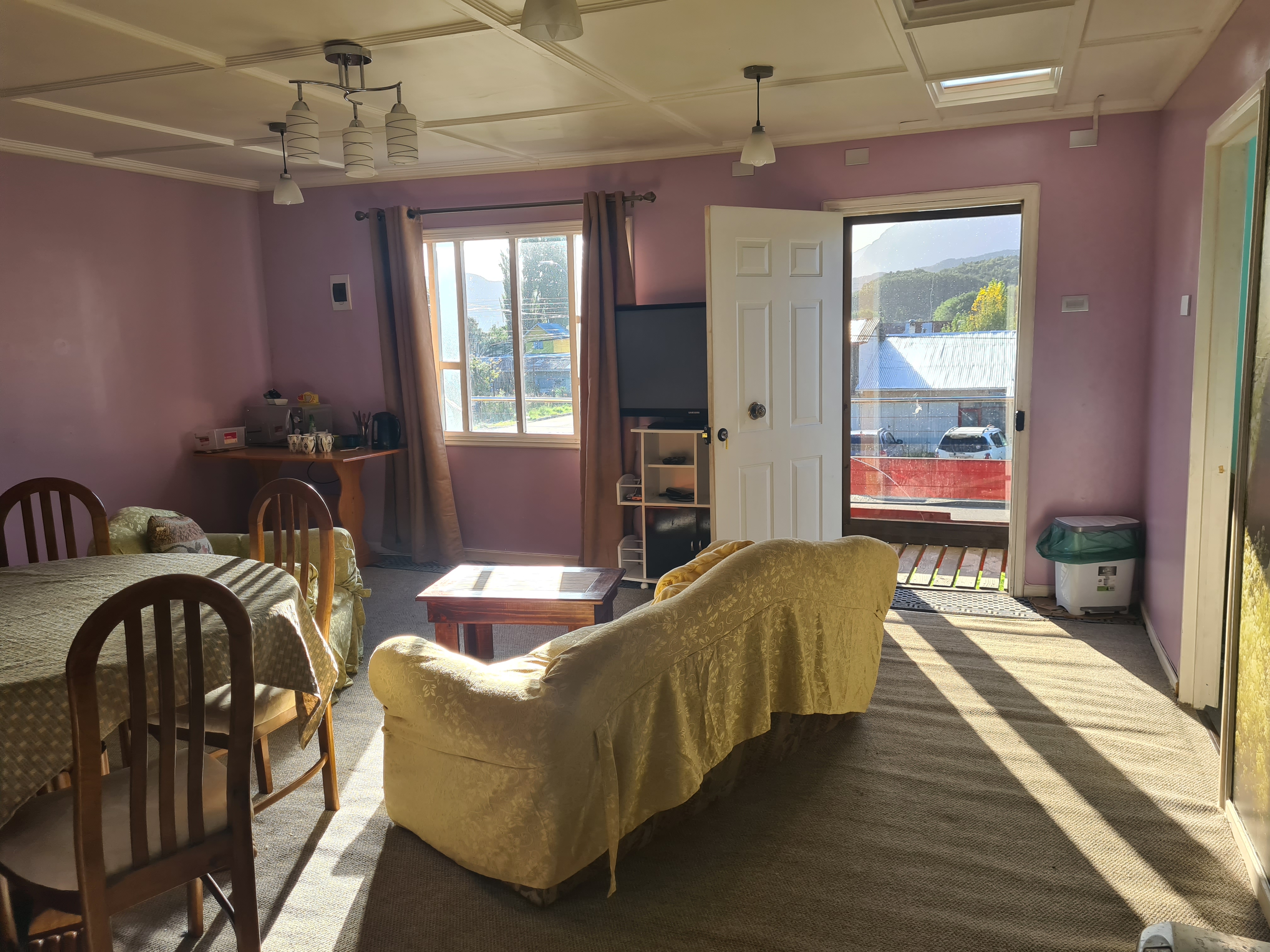 Close-up of the windows and facade of the building.