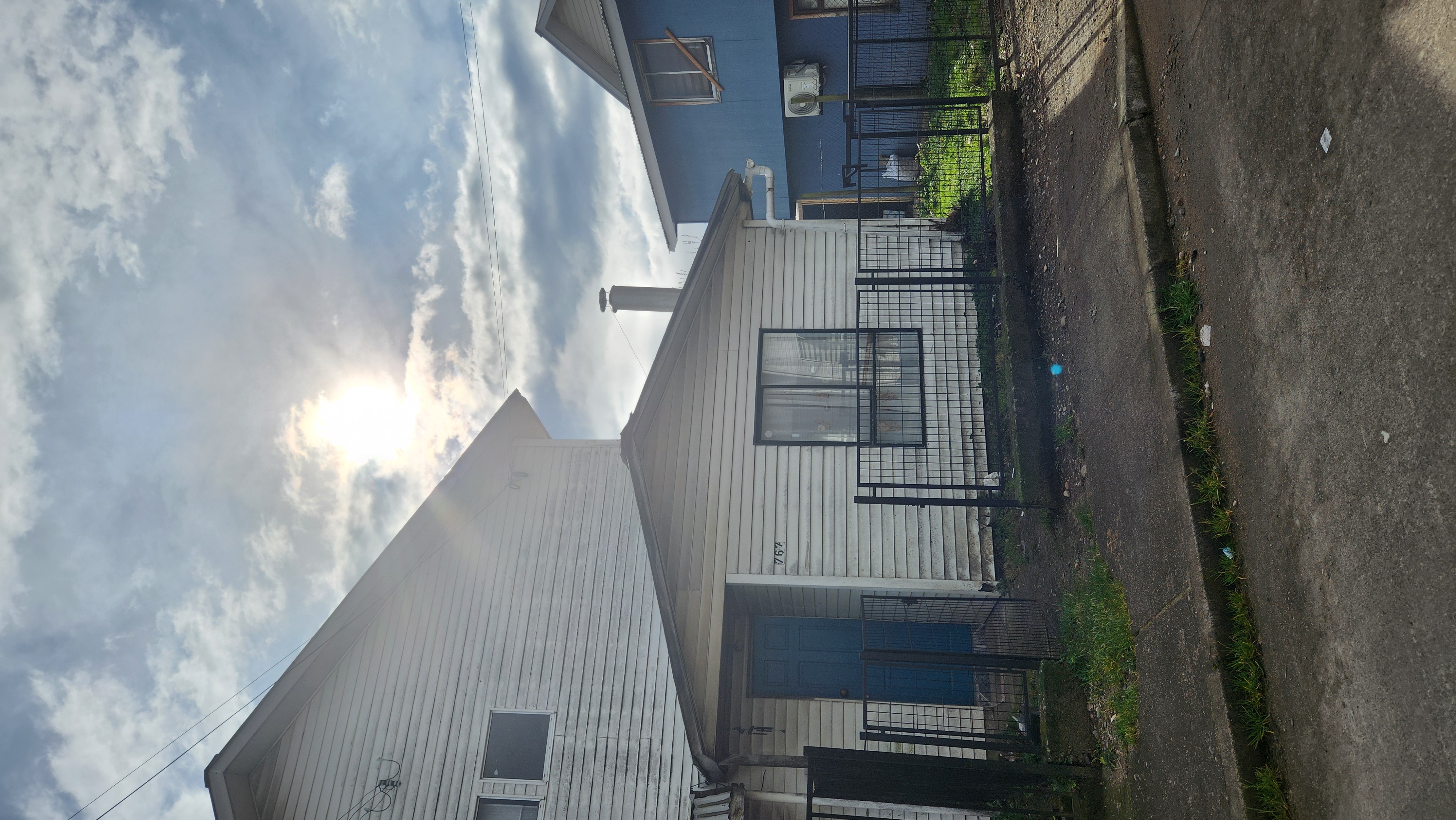 Side view of the house showing the architecture and surrounding landscape.