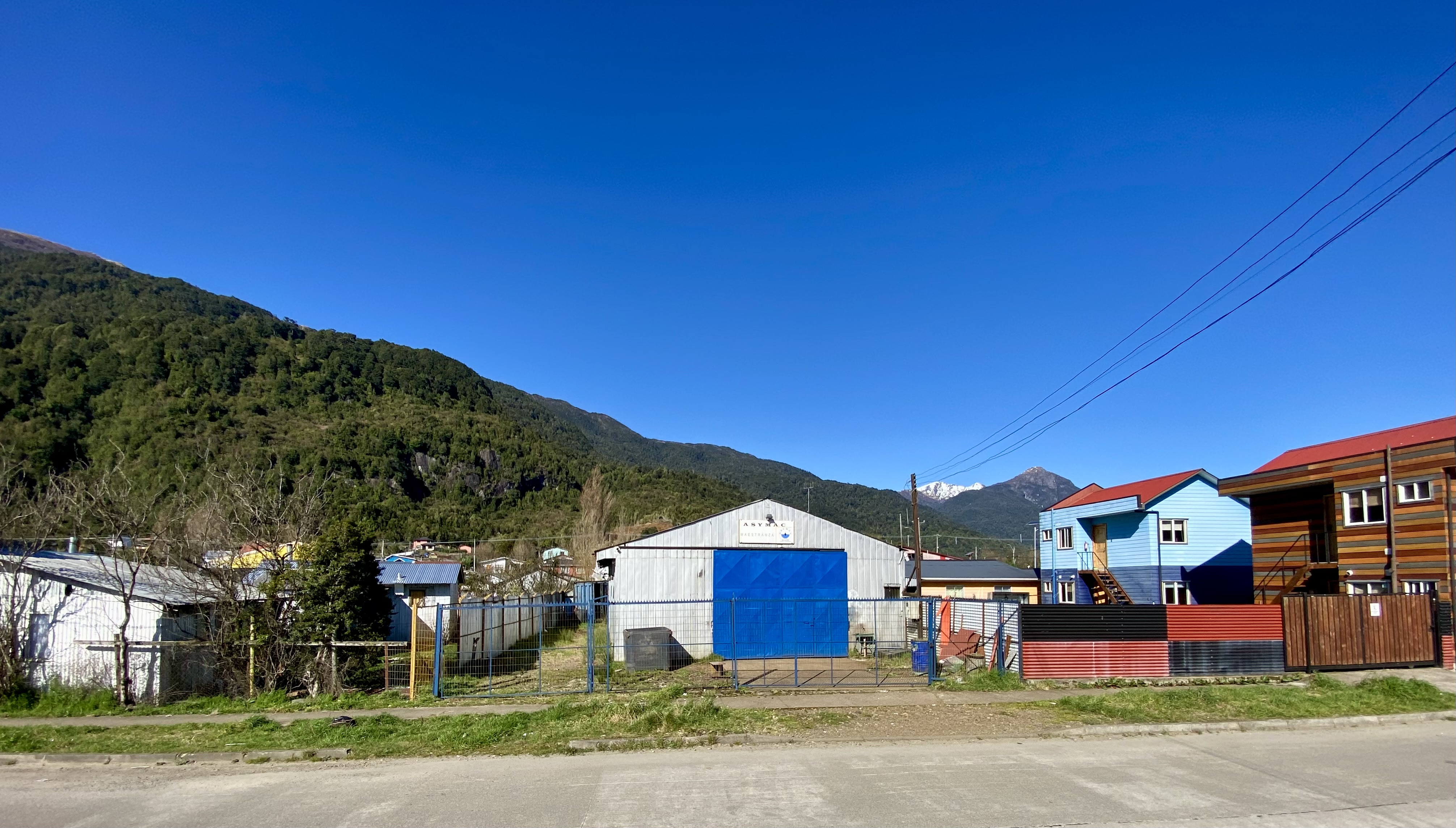 Landscape view of the warehouse in Puerto Chacabuco, Puerto Aysen.
