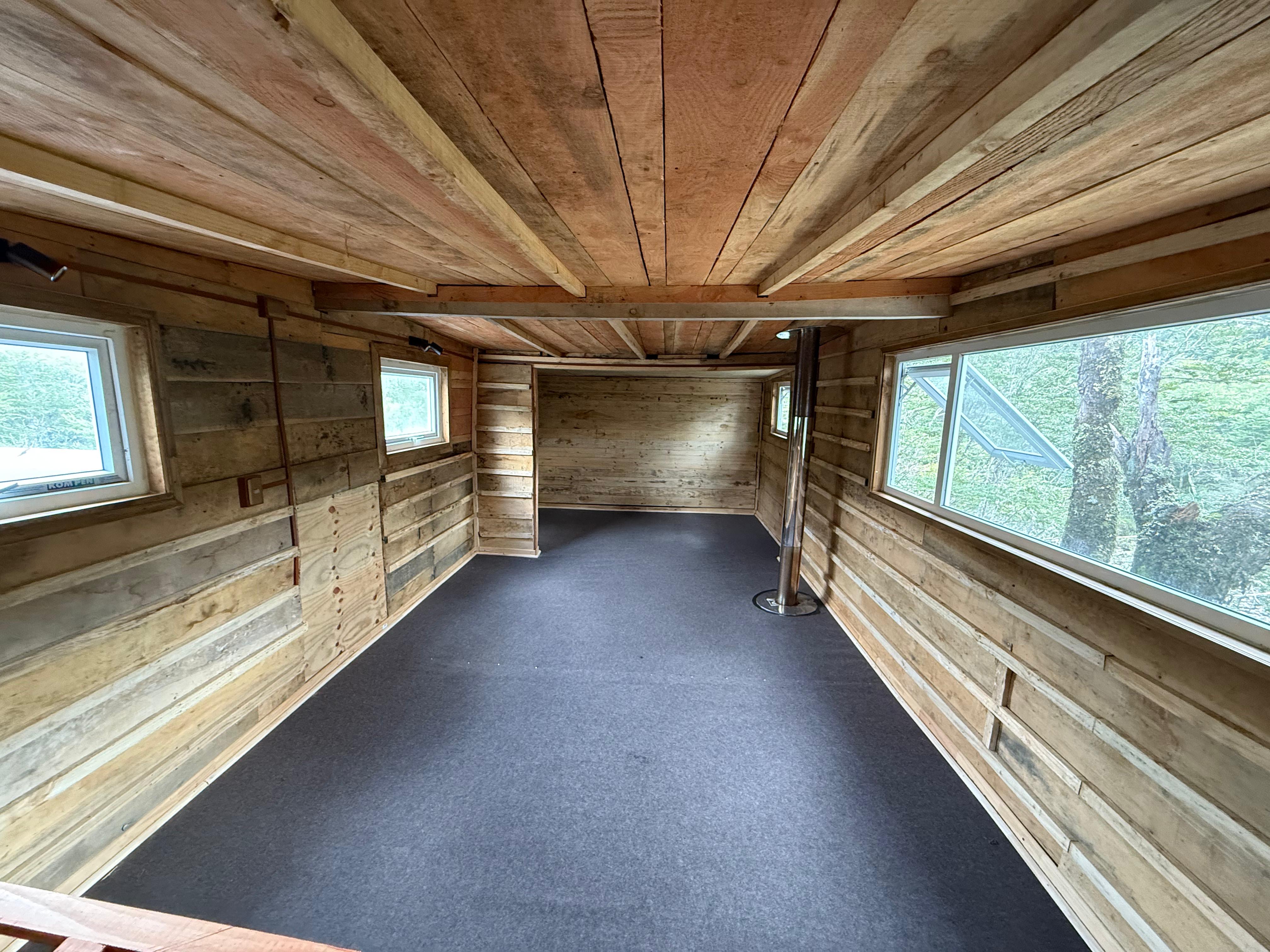 Close-up of the cabin's exterior details